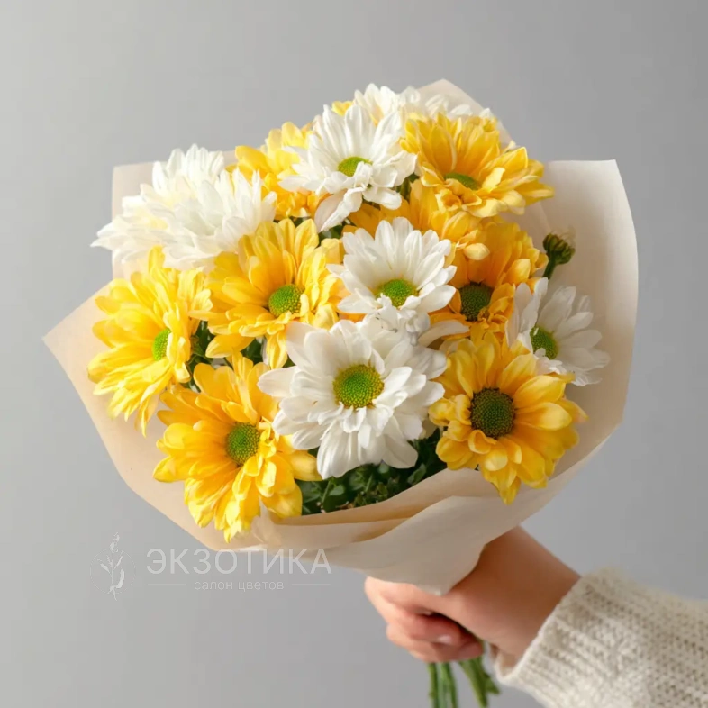 Монобукет из хризантем &laquo;Лучик солнца&raquo;