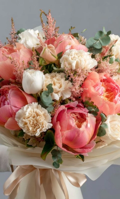 Букет с пионами «Медовый этюд»