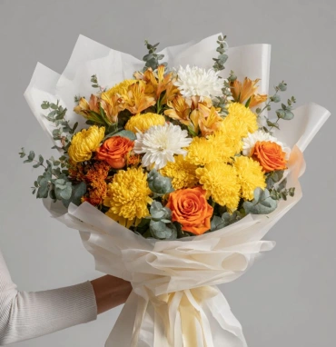 Букет с хризантемами «Золотая осень»