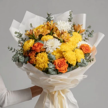 Букет с хризантемами «Золотая осень»