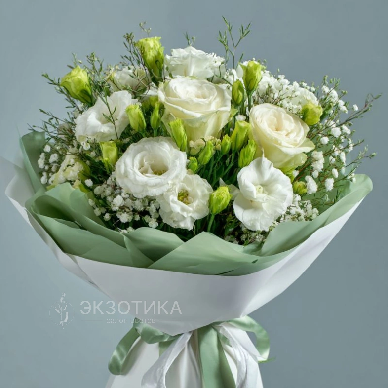 Букет с эустомами &laquo;Белый перезвон&raquo;