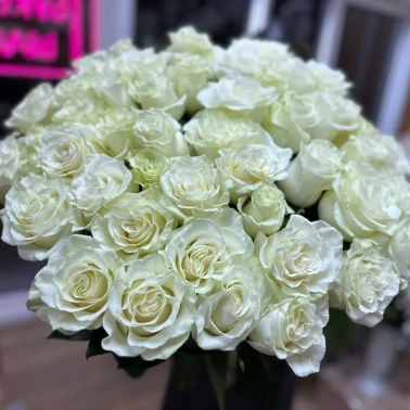 Букет из 51 белой розы «Миледи»