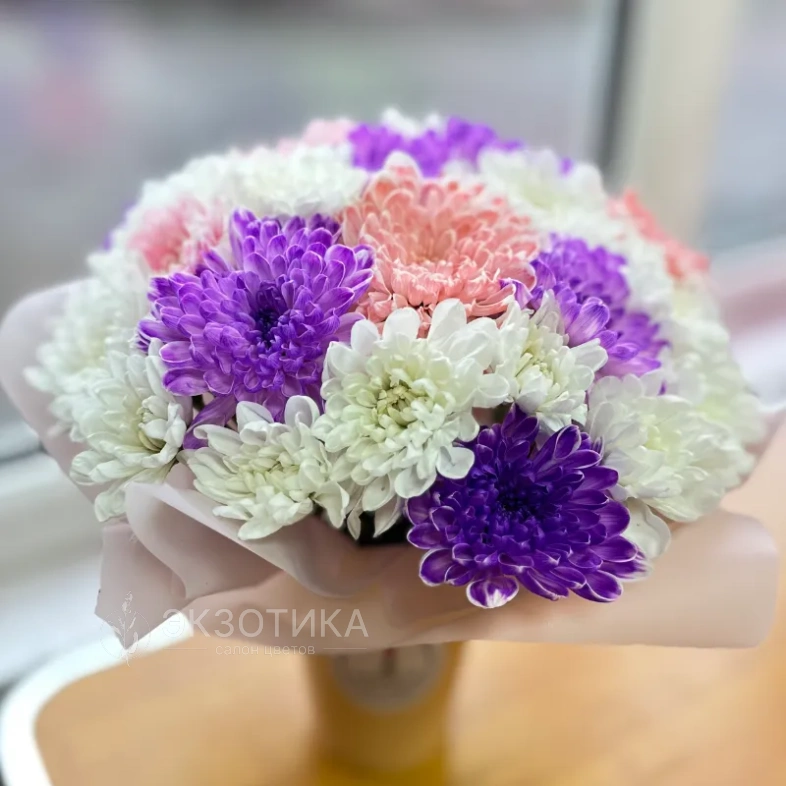 Стаканчик с хризантемами кустовыми &laquo;Отличное настроение&raquo;